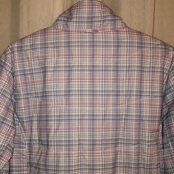 Athletech 1X White Fuchsia Pink Blue Plaid Full Zip Quilted Puffer Jacket - Picture 4 of 16